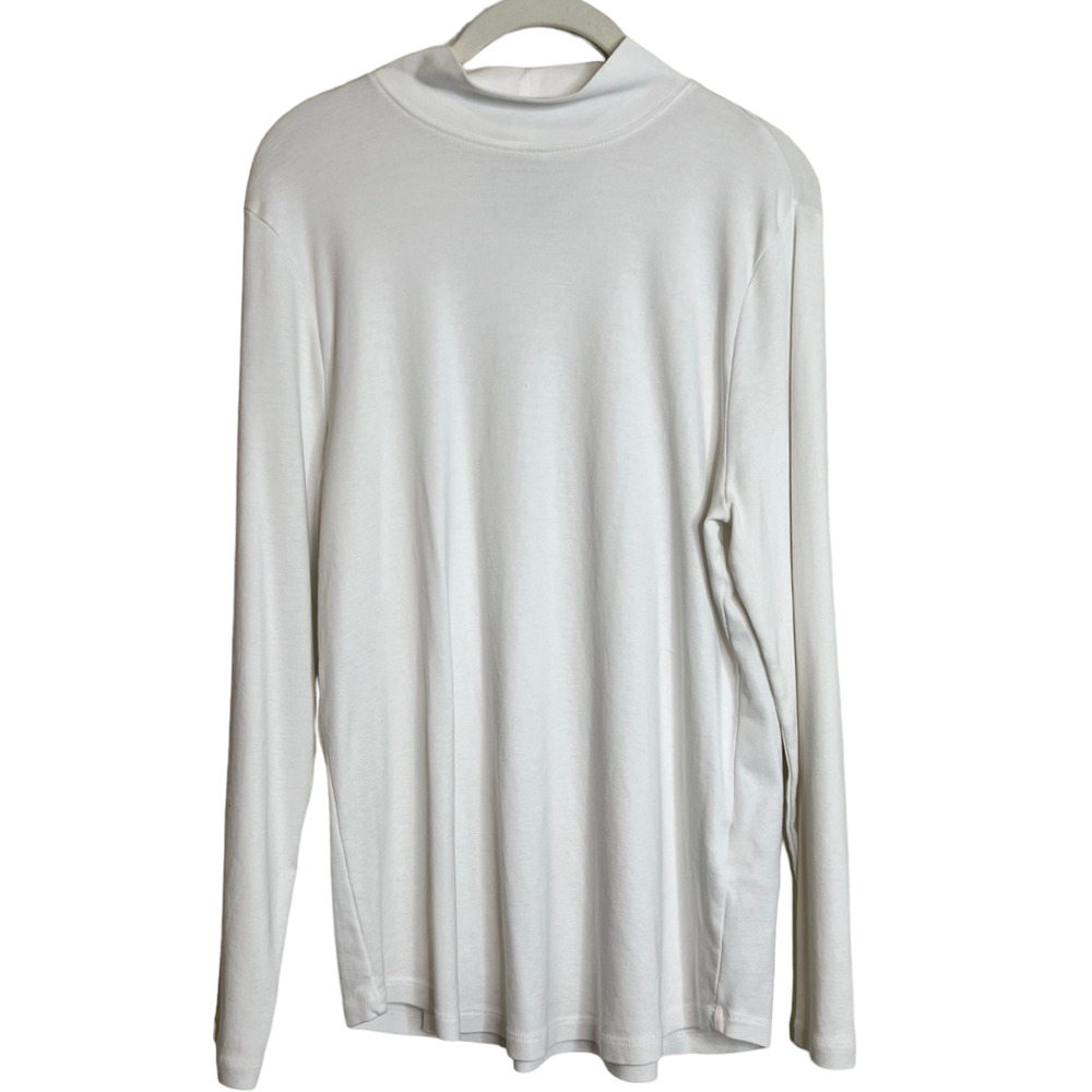 Charter Club Womens Mock Neck Knit Top Size XXL White Long Sleeve Base Layer